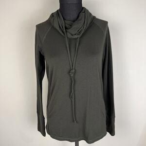 Pink‎ Clover Knit Top Cowl Neck Pullover Long Sleeve Olive Green Shirt Sz Small